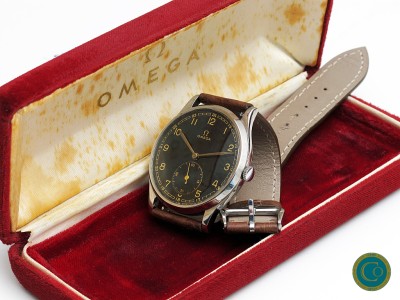 Omega CK 859 oversize (37,5mm) Calatrava with a killer black galvanic gilt dial from the 30's