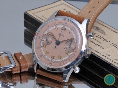 Arsa big waterproof chronograph with rare salmon dial