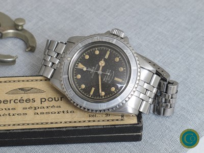 Tudor Submariner 7928  with a tropical brown gilt Chapter ring dial  and pointed crown guards 