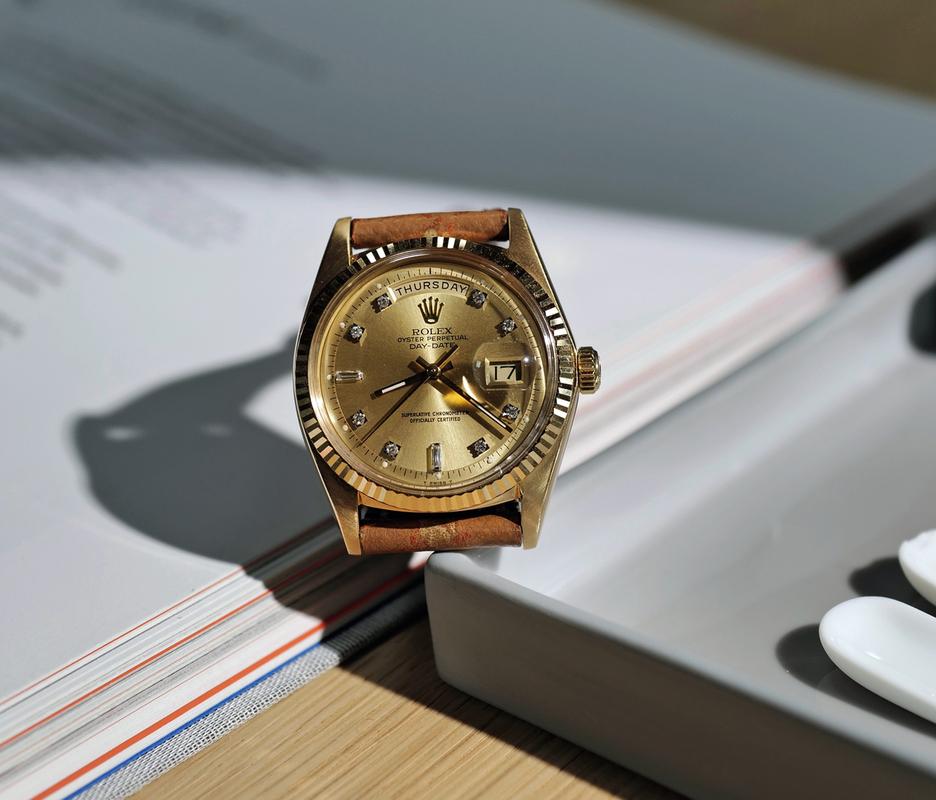 Rolex Day-Date 1803 in Yellow Gold with Original Diamond-Set Champagne Dial – Circa 1976